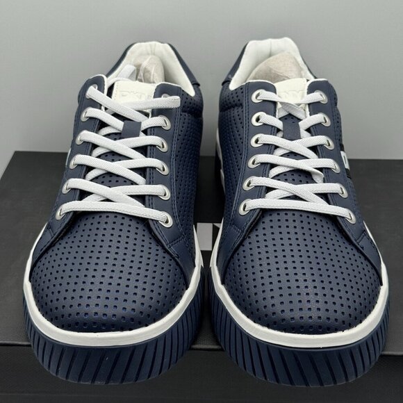 DKNY Navy Perforated Sneakers 10.5 M Rubber Sole Lace-Up Athletic Style Comfort - Picture 2 of 11